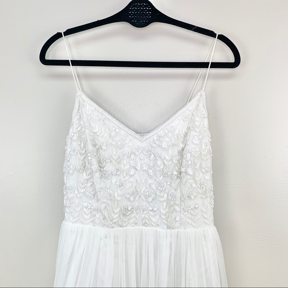 Adrianna Papell Beaded Floral Dress White Size 10 - Picture 4 of 14